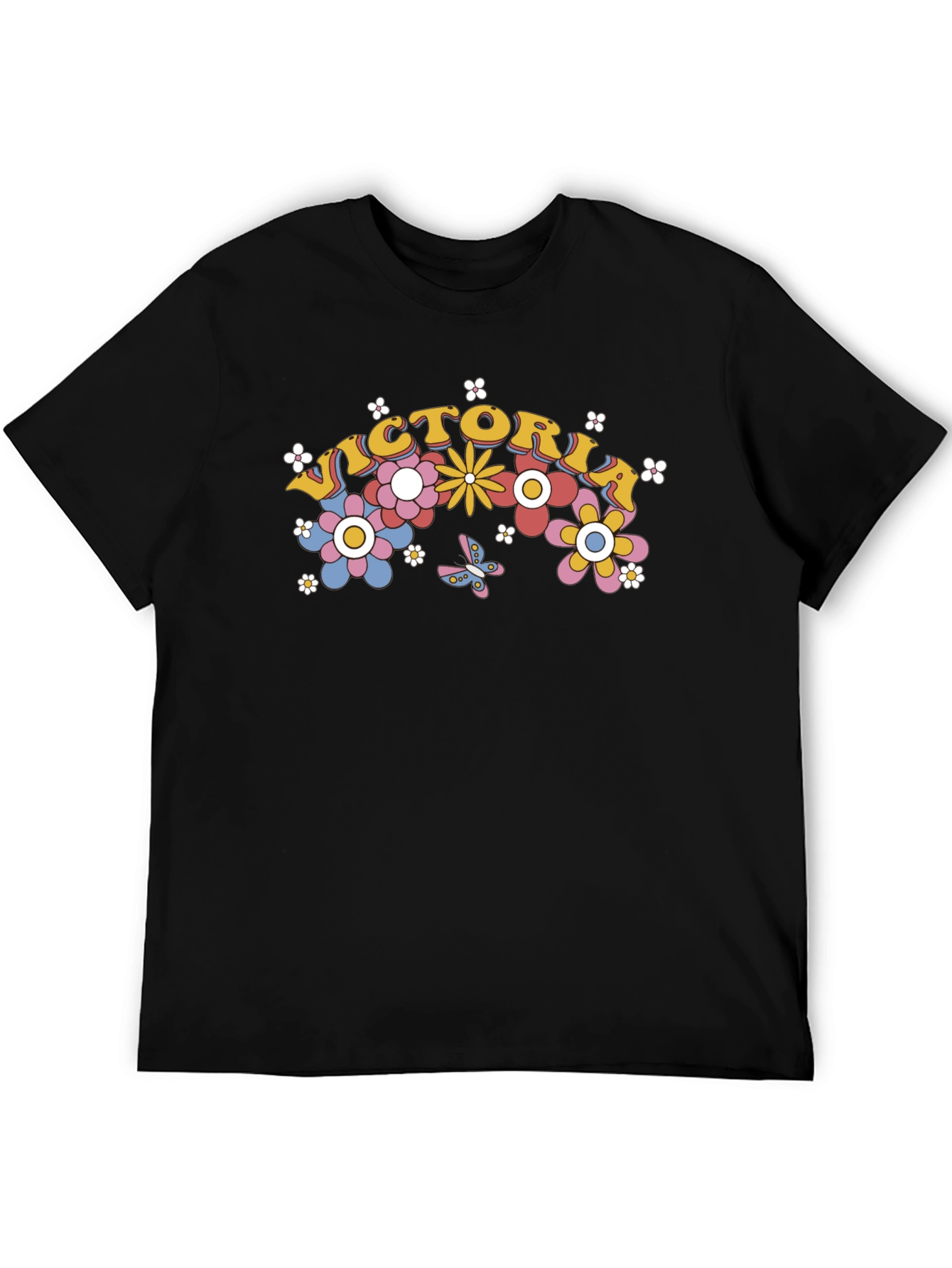 Black Victoria Floral Graphic T-Shirt - Retro Design view 5