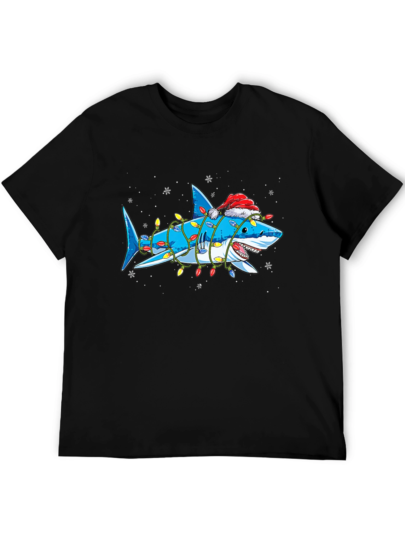 Christmas Shark T-Shirt with Holiday Lights - 5