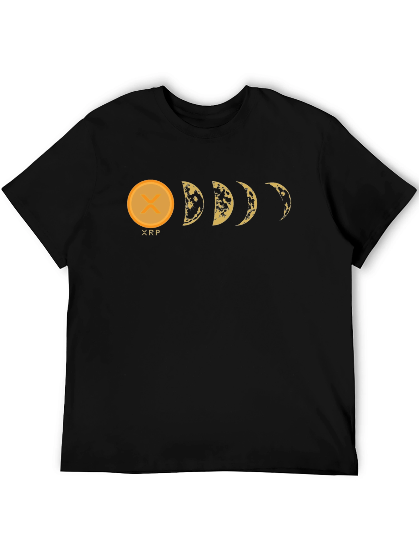 Black XRP to the Moon Phases Black T-Shirt view 5