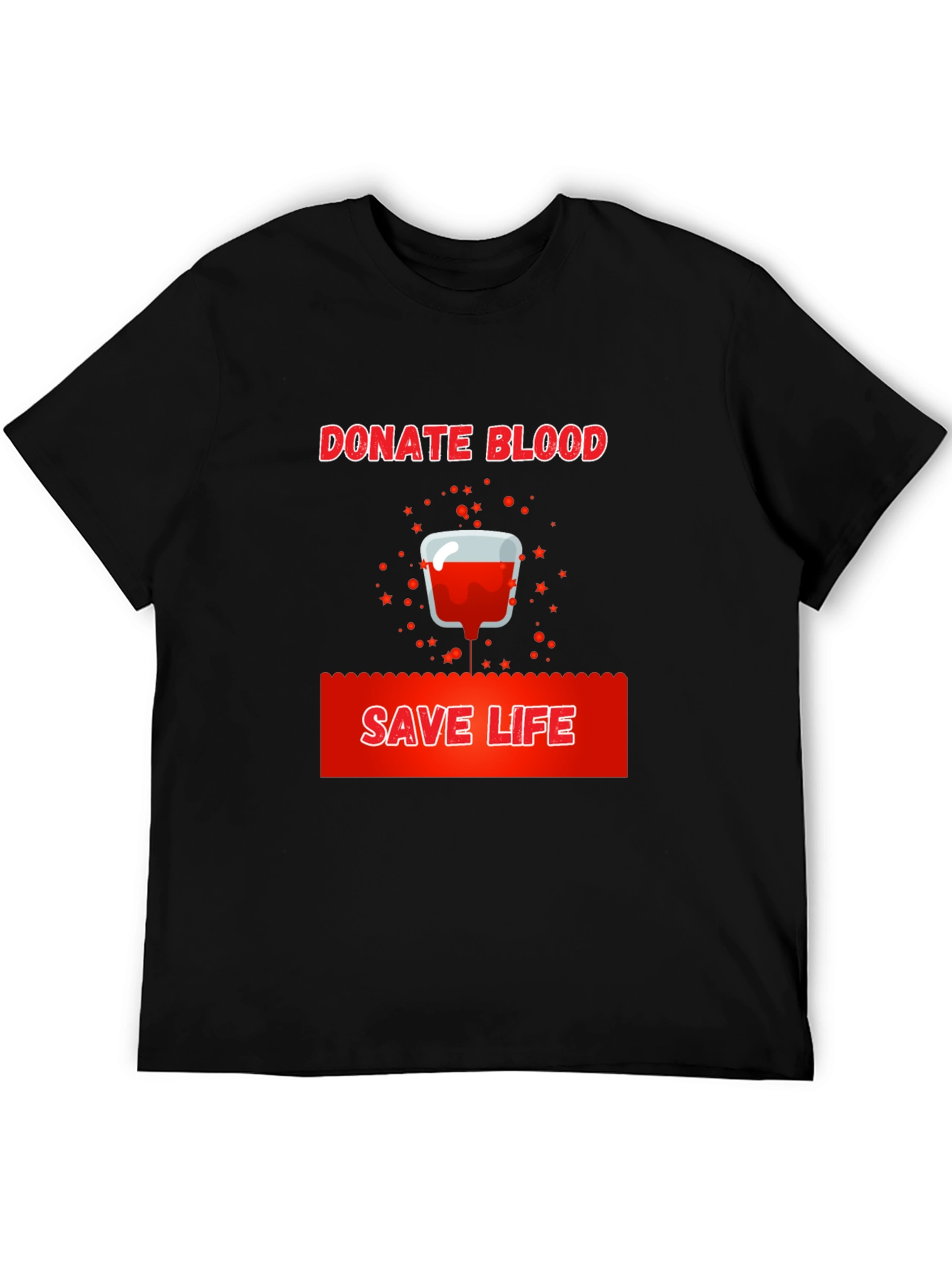 Donate Blood Save Life Graphic Tee - Black Cotton T-Shirt - 5