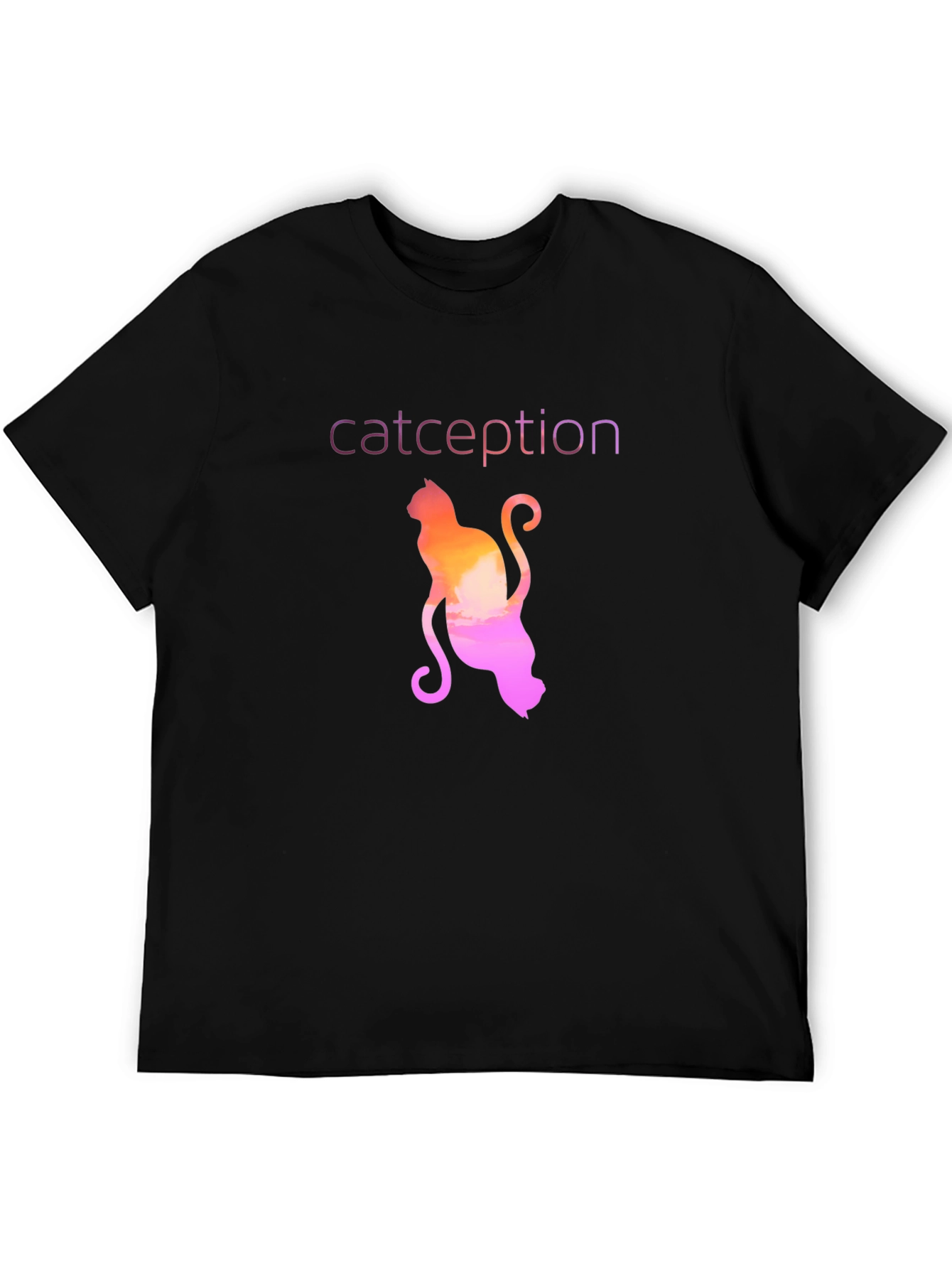 Black Catception T-Shirt - Unique Gradient Cat Design view 5
