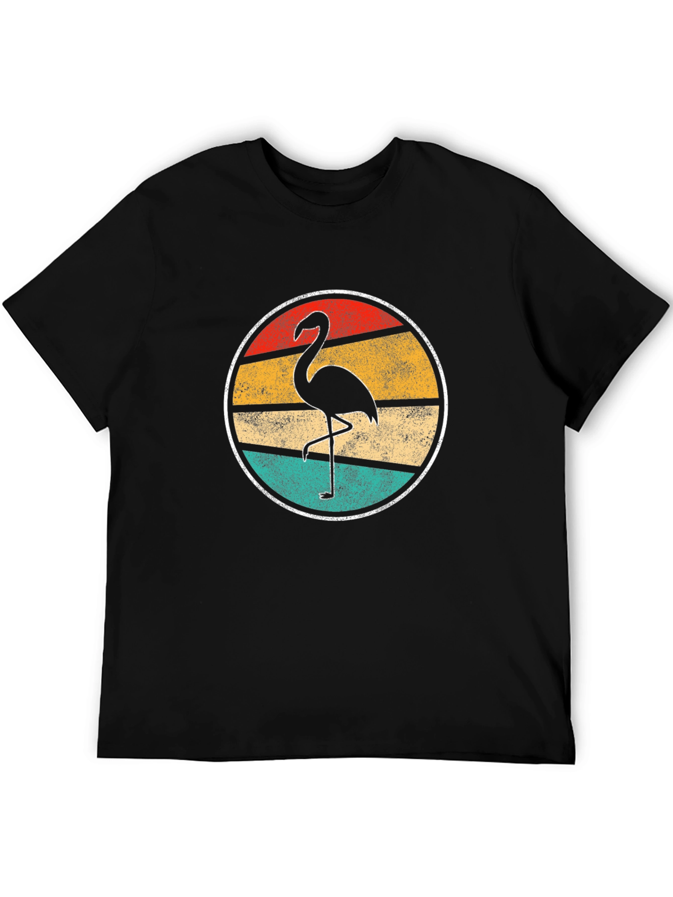 Black Retro Flamingo Graphic Tee - Men's Black T-Shirt view 5