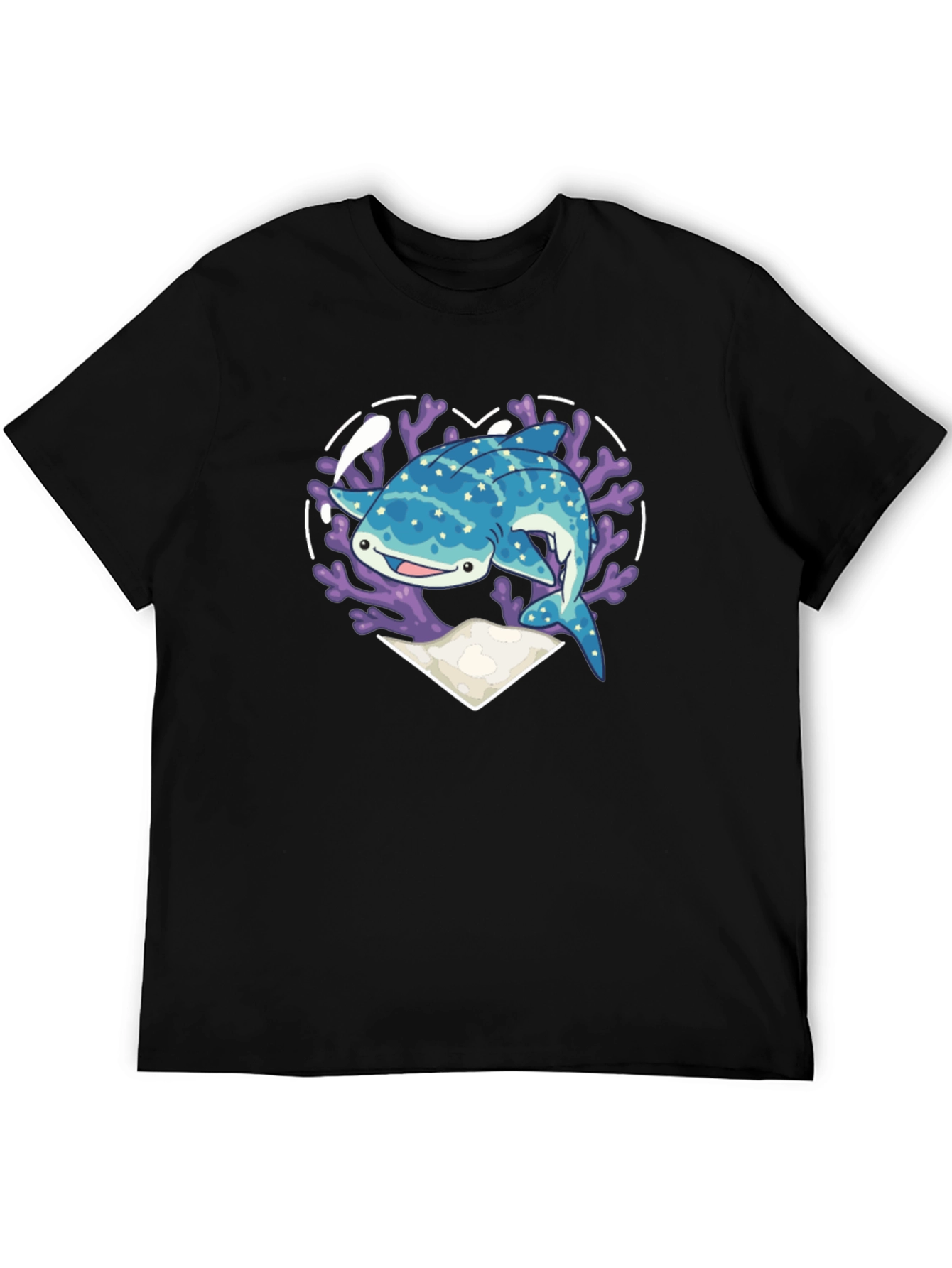 Black Whale Shark Heart Graphic Tee - Black view 5