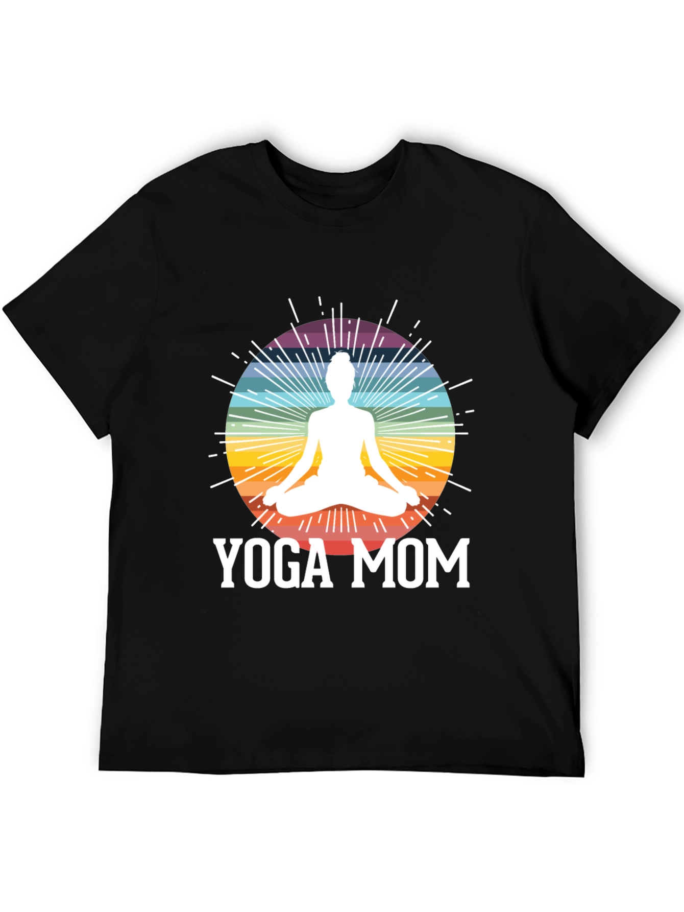 Black Yoga Mom Black T-Shirt - Meditation Rainbow Design view 5
