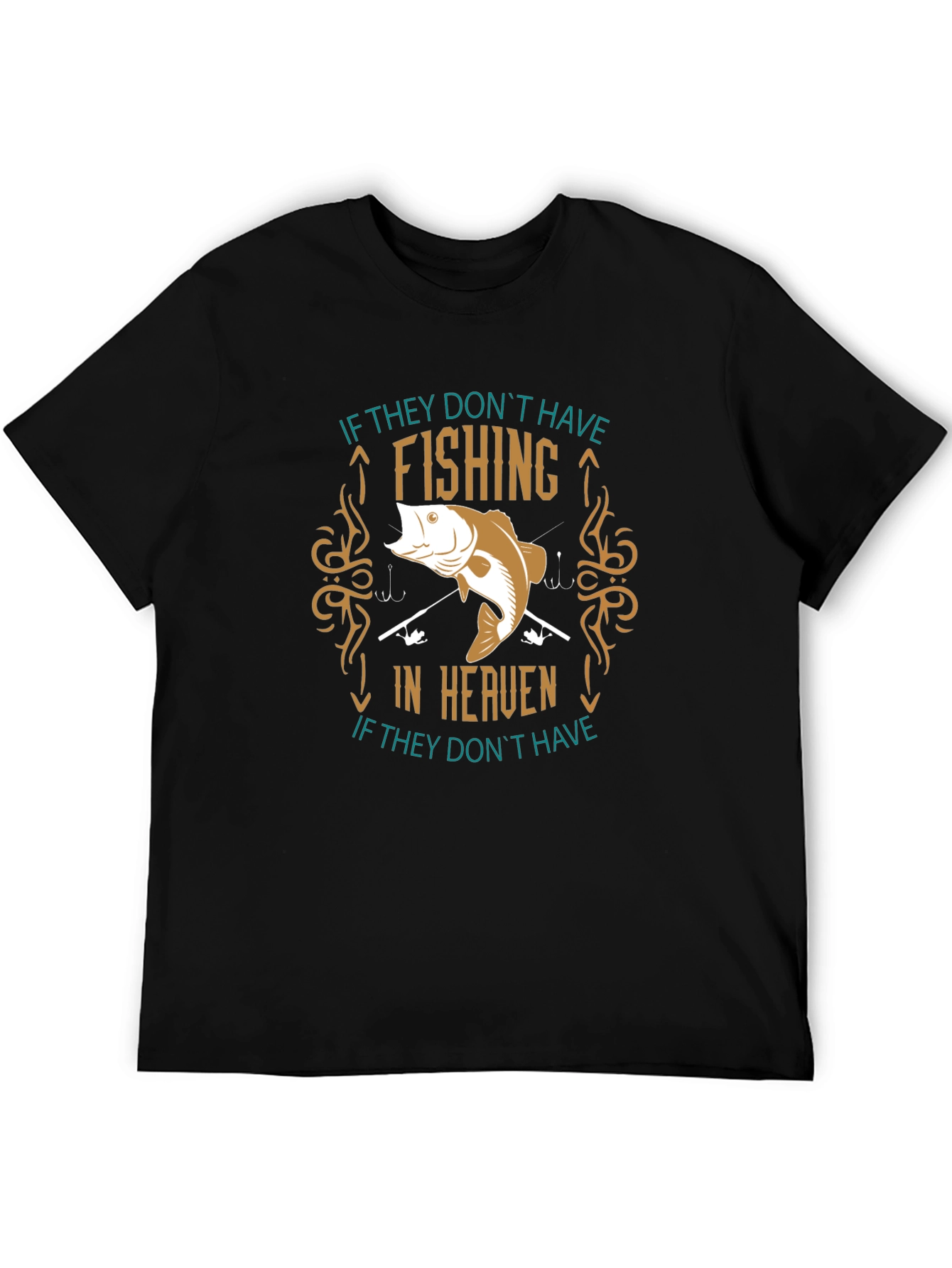 Black Fishing In Heaven Graphic T-Shirt view 5