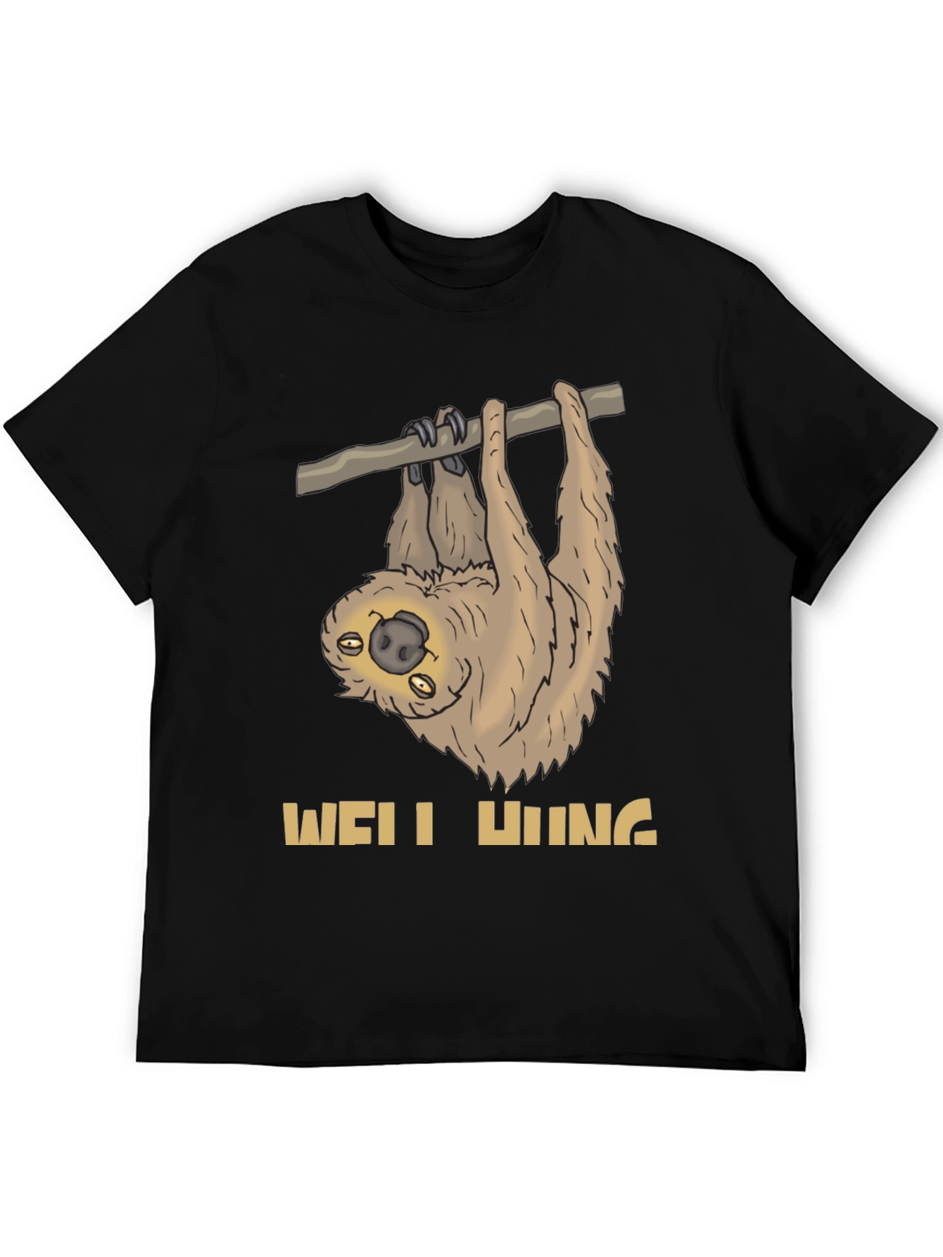 Black Well Hung Sloth Graphic Tee - Funny Animal T-Shirt view 5