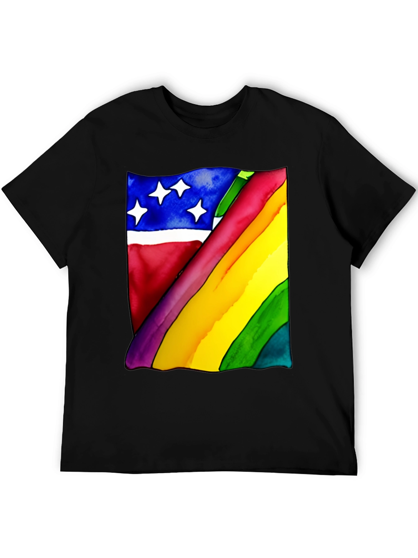 Black Rainbow Flag Graphic Tee - Unisex Black Shirt view 5