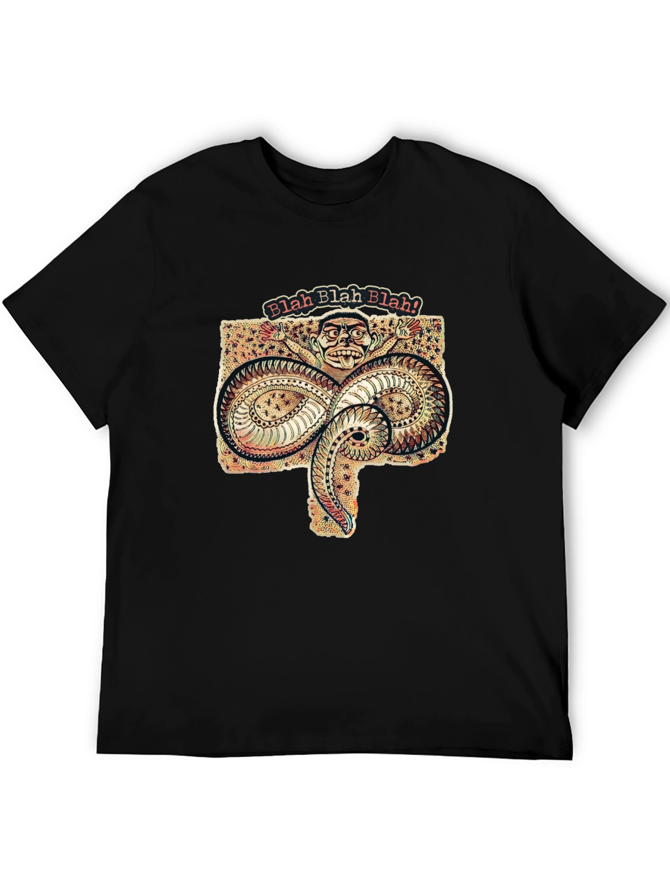 Black Blah Blah Graphic Tee - Unique Serpent Design view 5