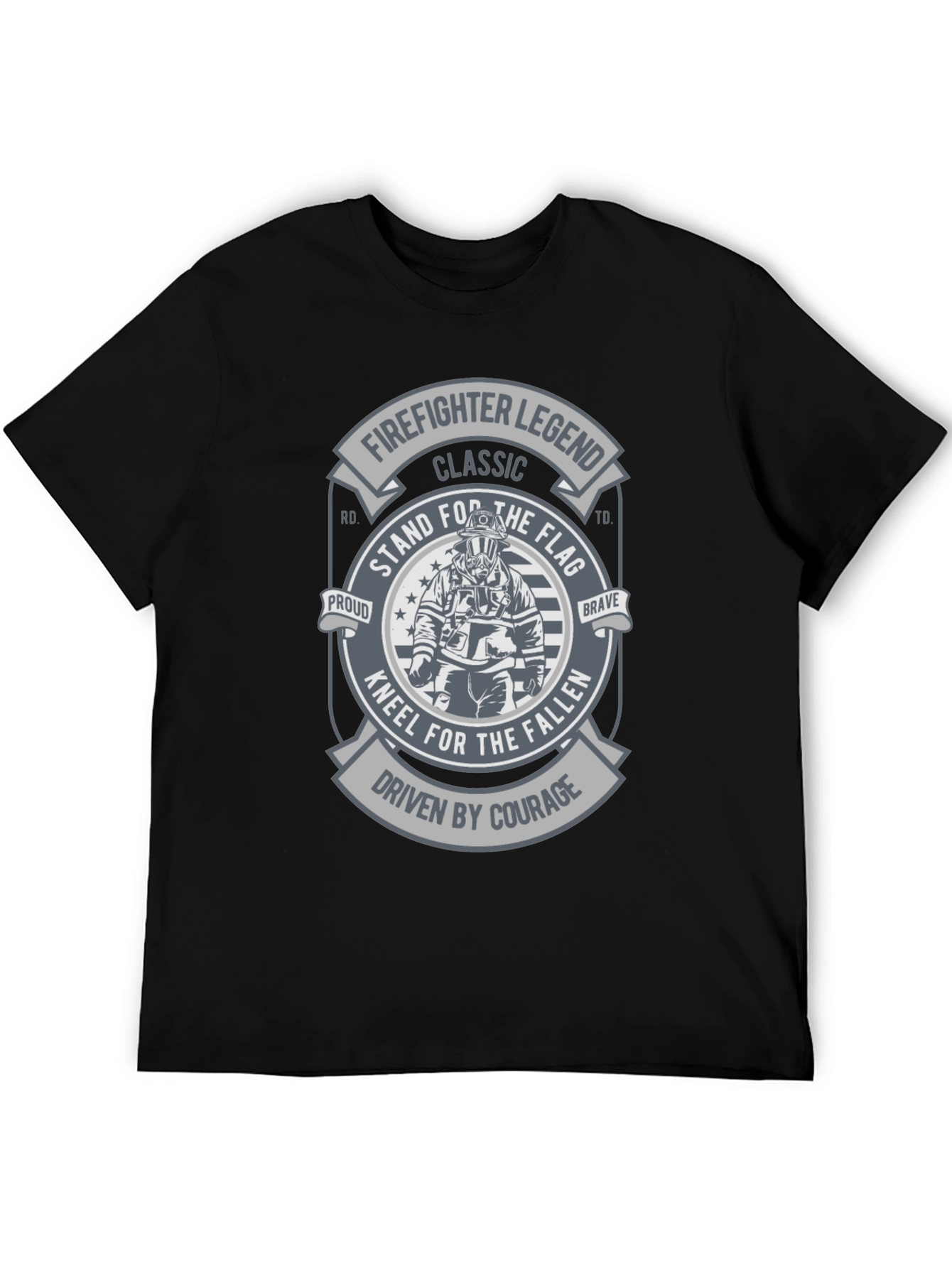 Black Firefighter Legend Graphic Tee - Stand for the Flag view 5