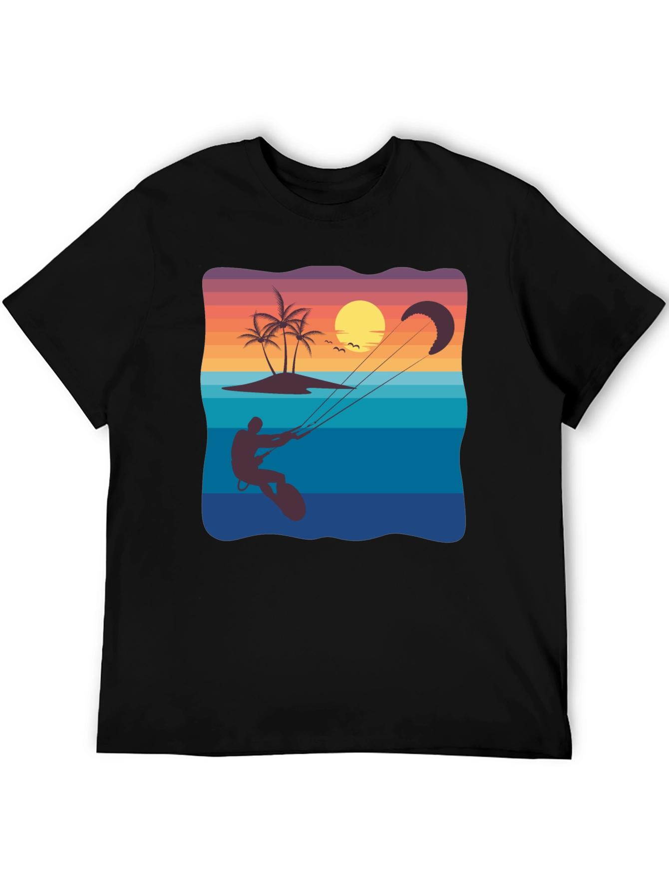 Black Sunset Kitesurfing Graphic Tee - Black Cotton Blend view 5