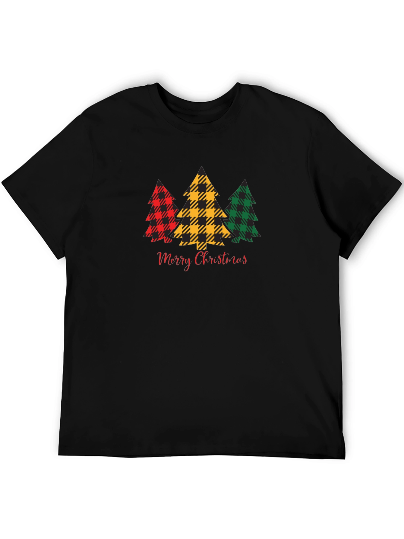 Black Plaid Christmas Tree Graphic Tee view 5