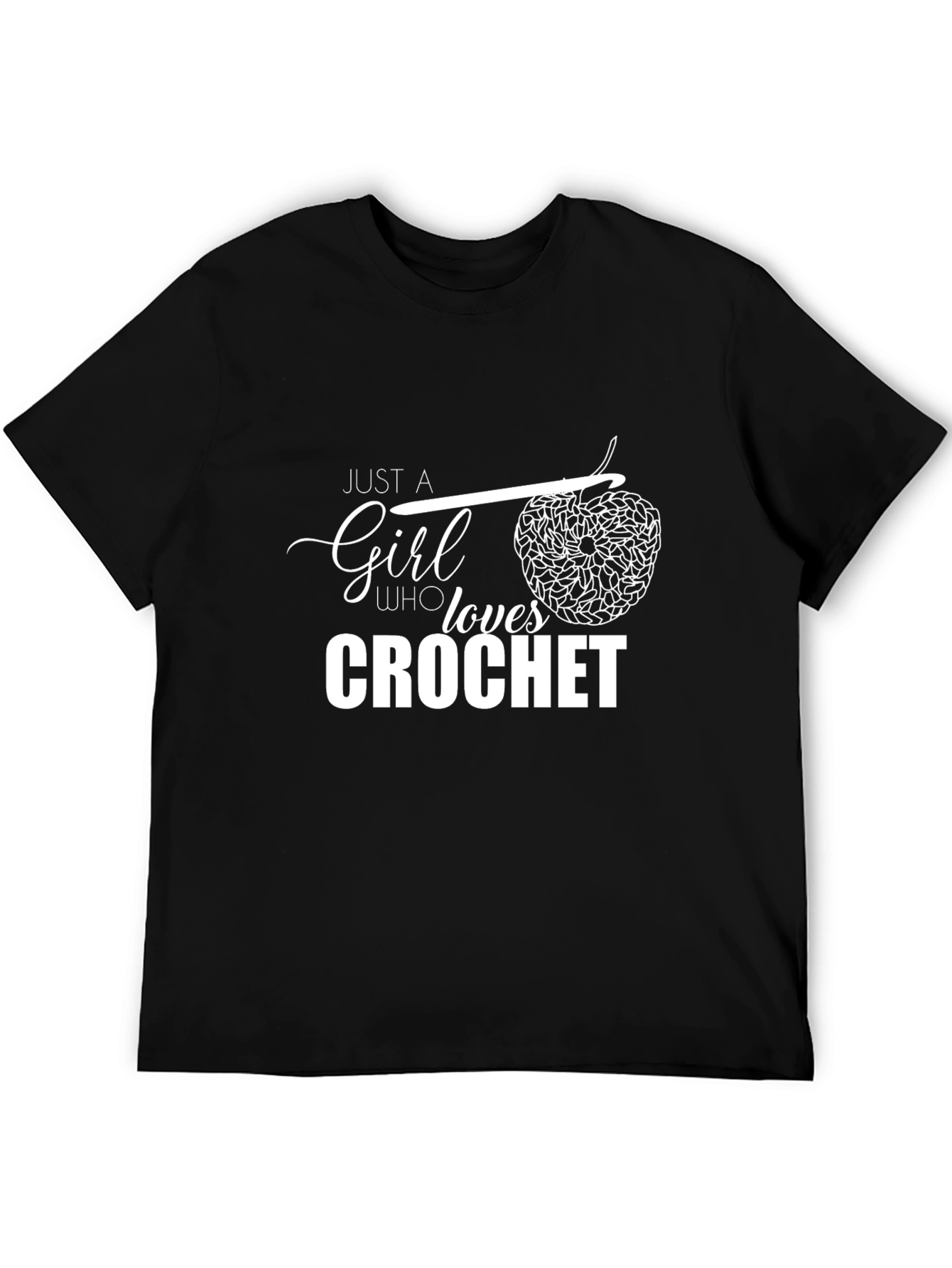 Black Crochet Lover T-Shirt - Just A Girl Who Loves Crochet view 5
