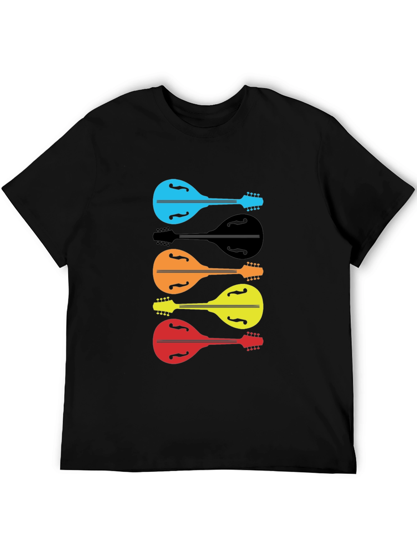 Black Colorful Mandolin Graphic T-Shirt view 5