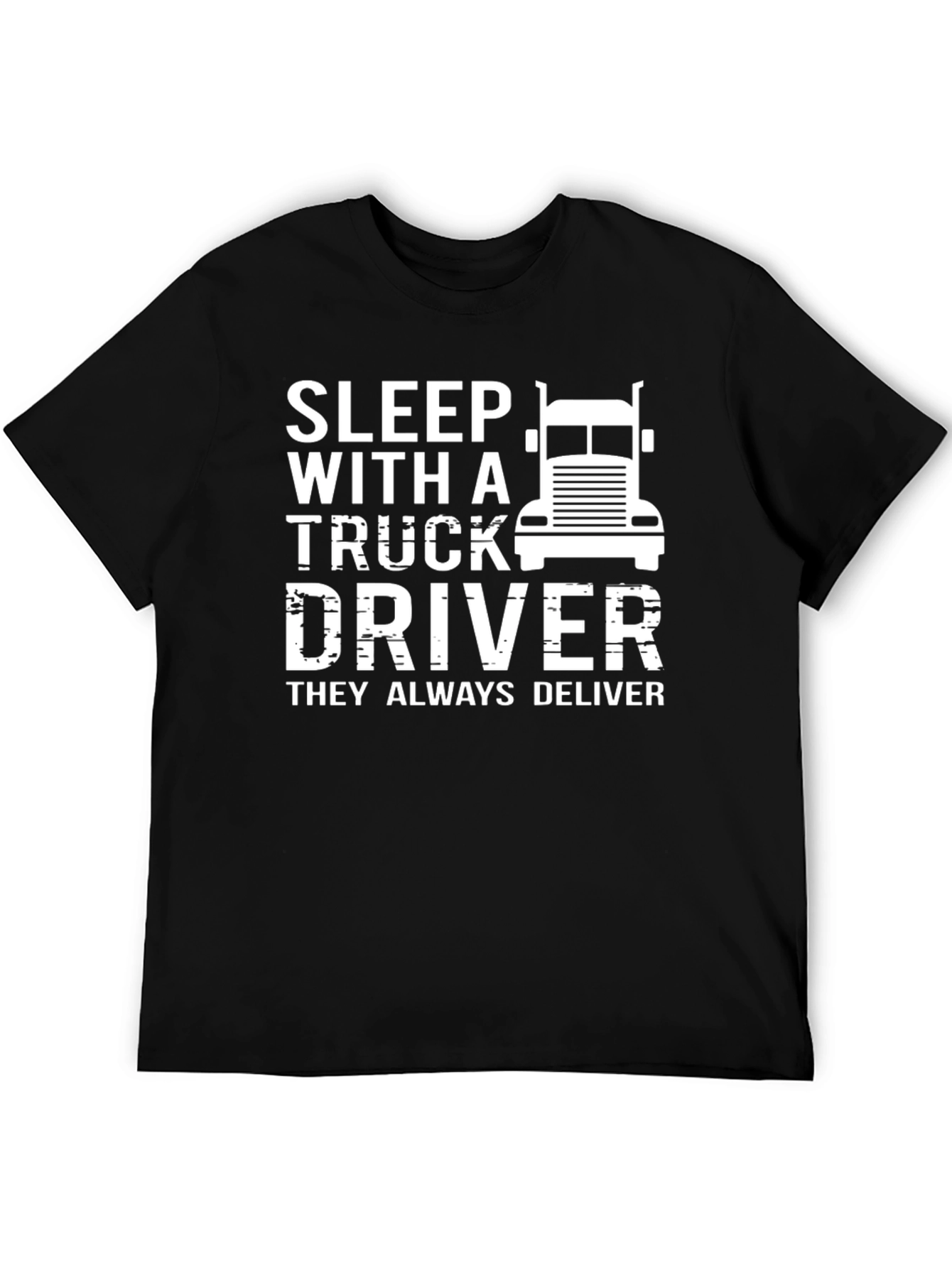 Black Sleep With A Truck Driver Black T-Shirt view 5