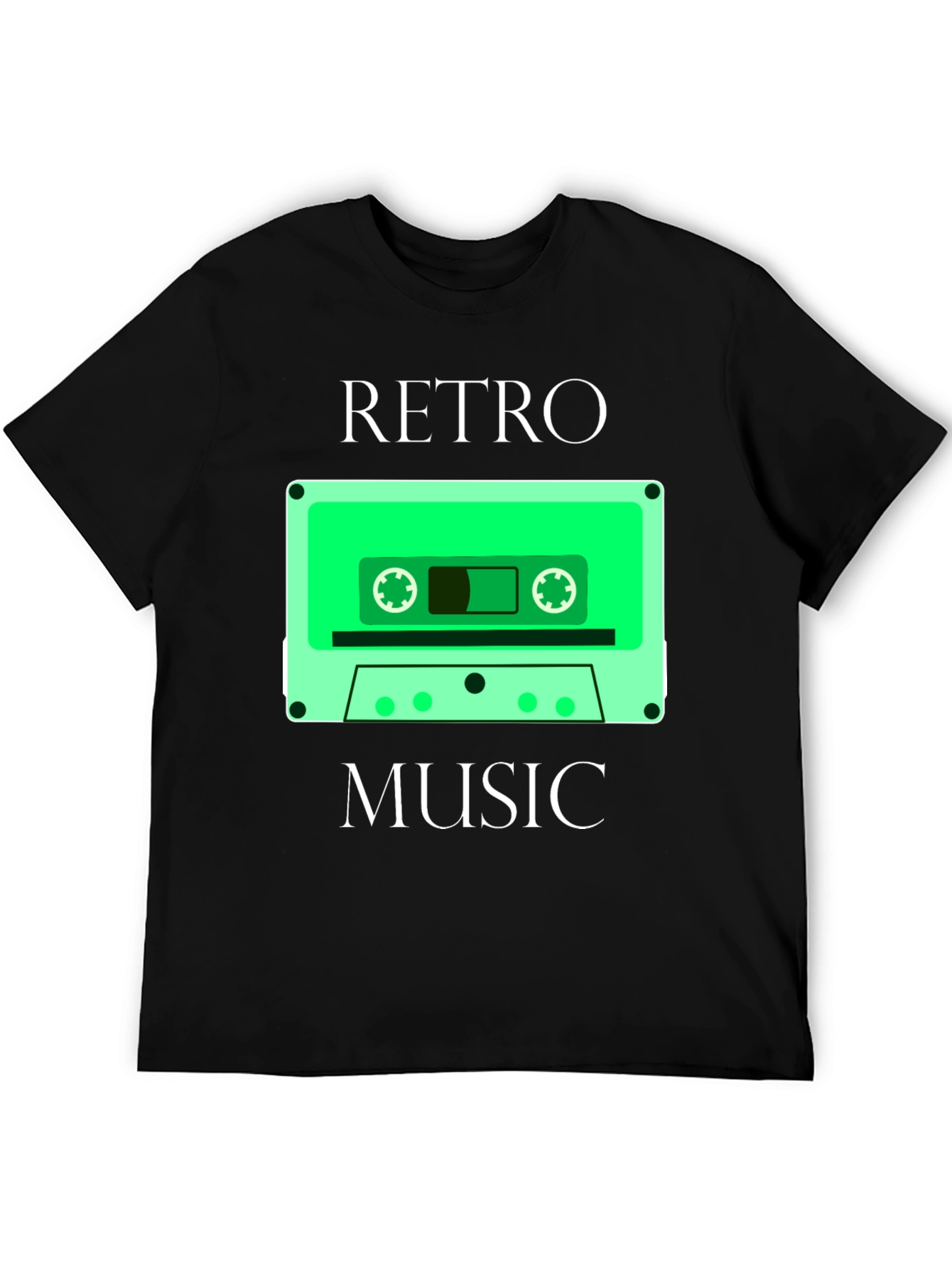 Black Retro Music Cassette Graphic T-Shirt view 5