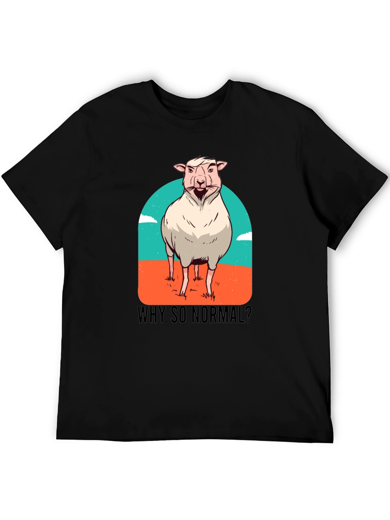 Black Why So Normal? Sheep Graphic T-Shirt view 5