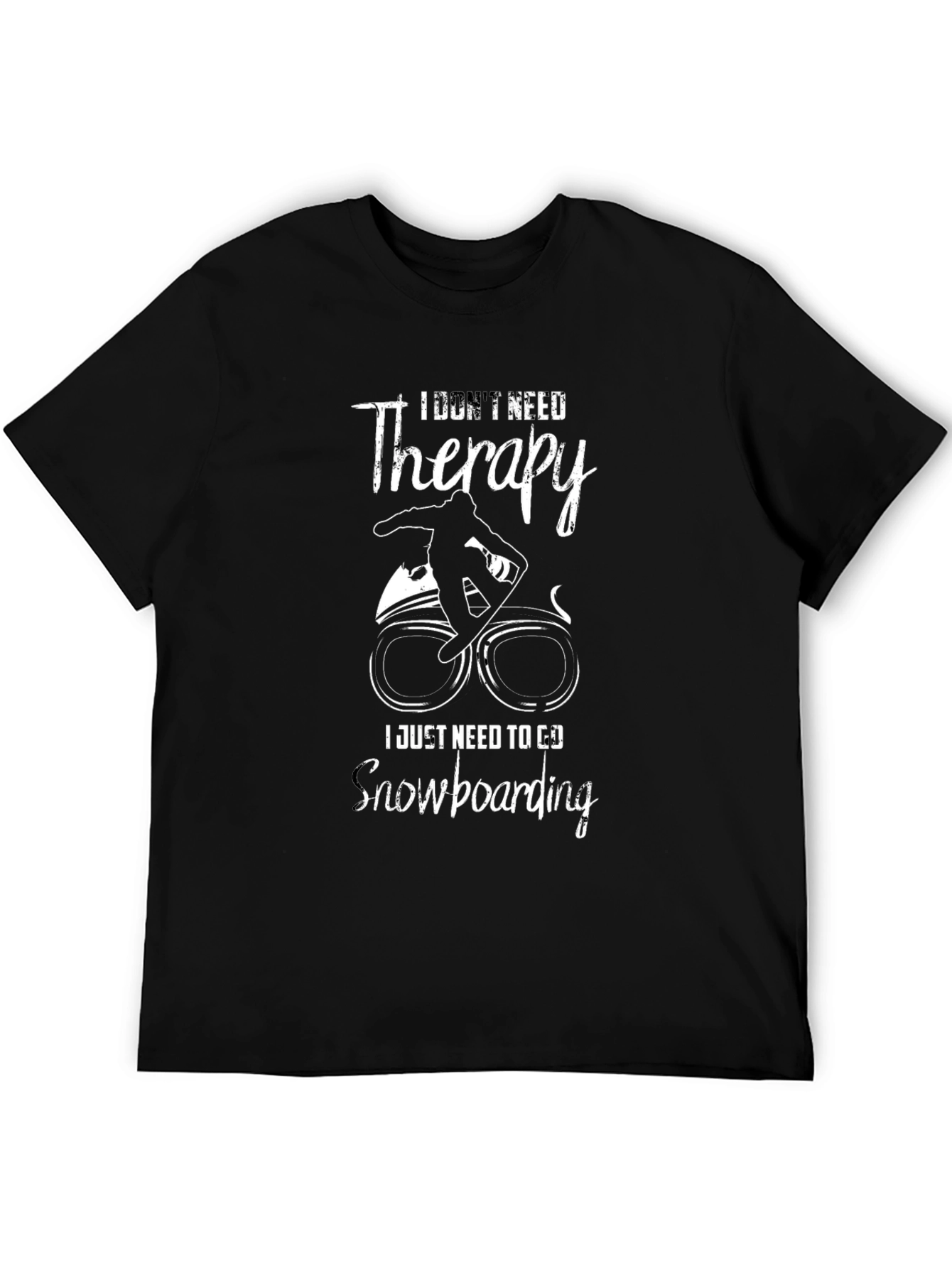Black Snowboarding Therapy T-Shirt view 5