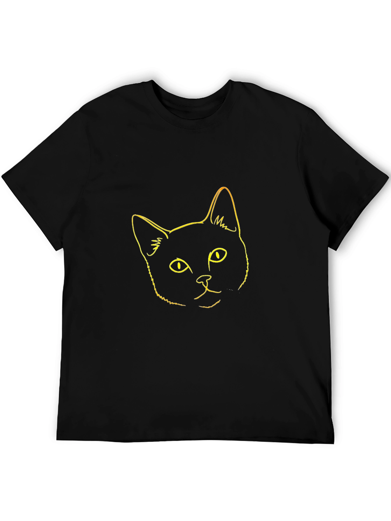 Black Cool Cat Outline Graphic Tee - Black view 5