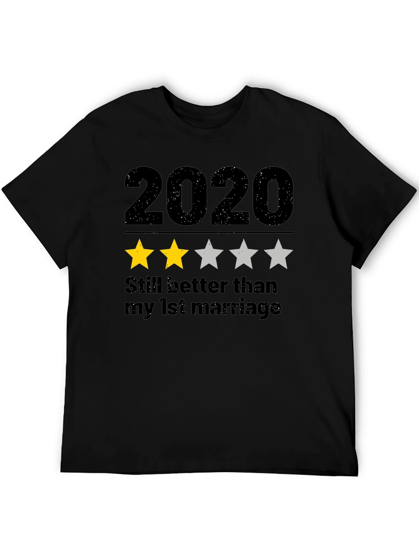 Black 2020 Two Star T-Shirt - Funny Sarcastic Tee view 5
