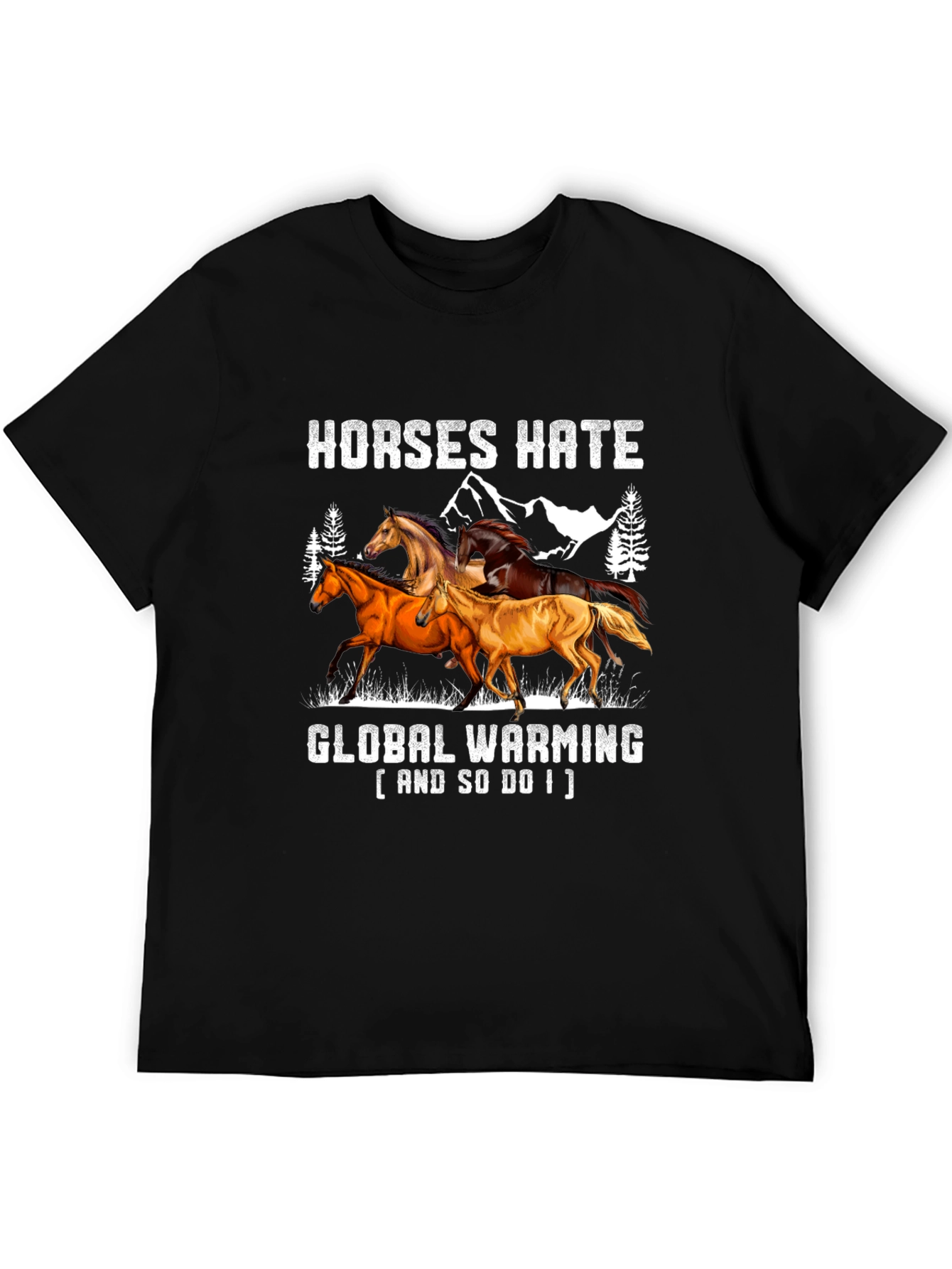 Black Horses Hate Global Warming T-Shirt view 5