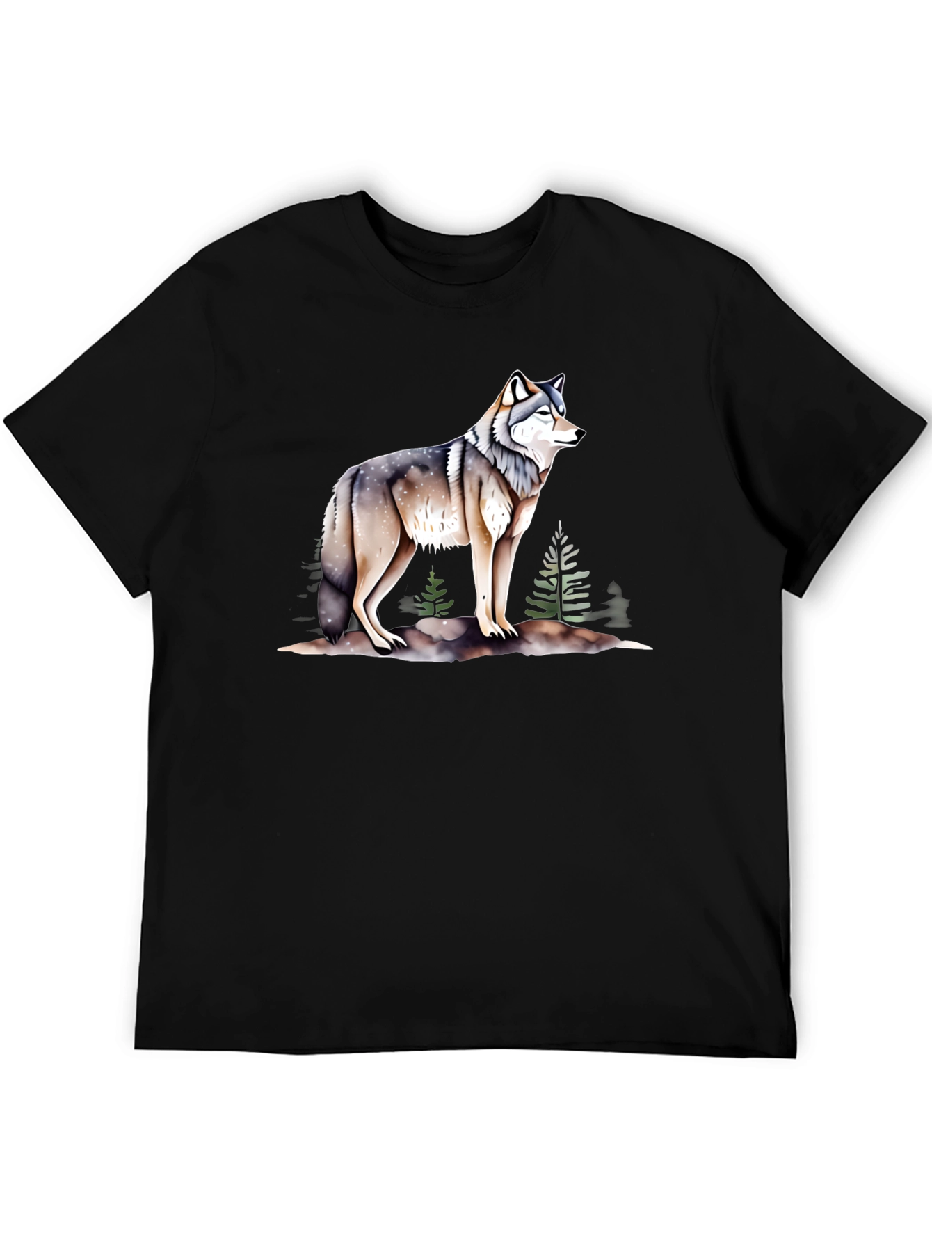 Black Wolf Graphic Print Crew Neck T-Shirt view 5