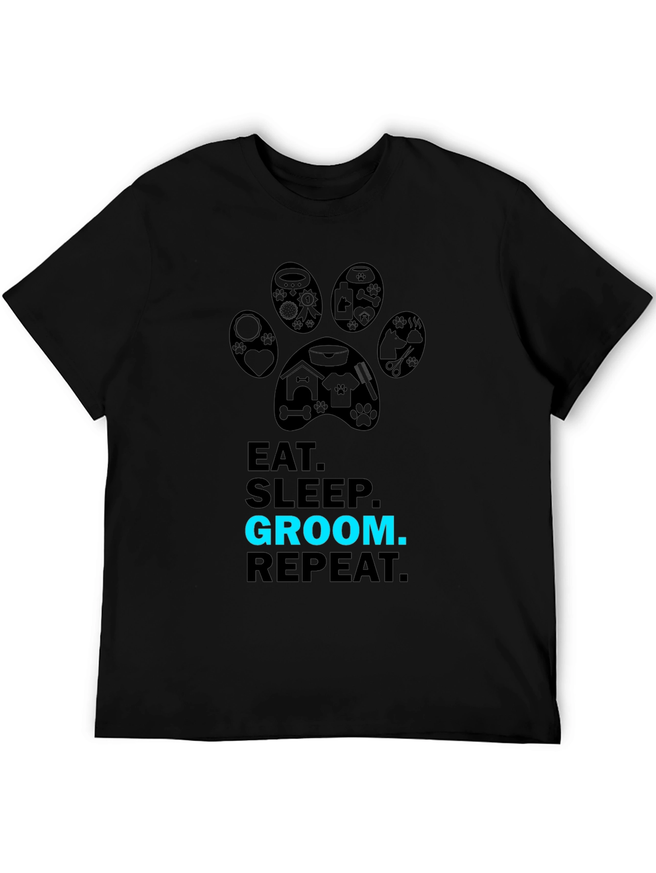 Black Eat Sleep Groom Repeat Graphic Tee view 5