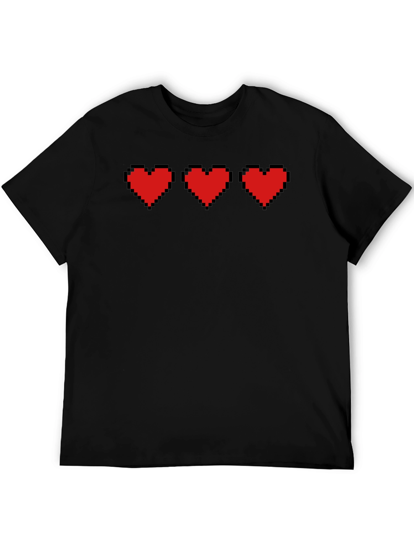 Black Pixel Hearts Black T-Shirt - Gamer Style view 5