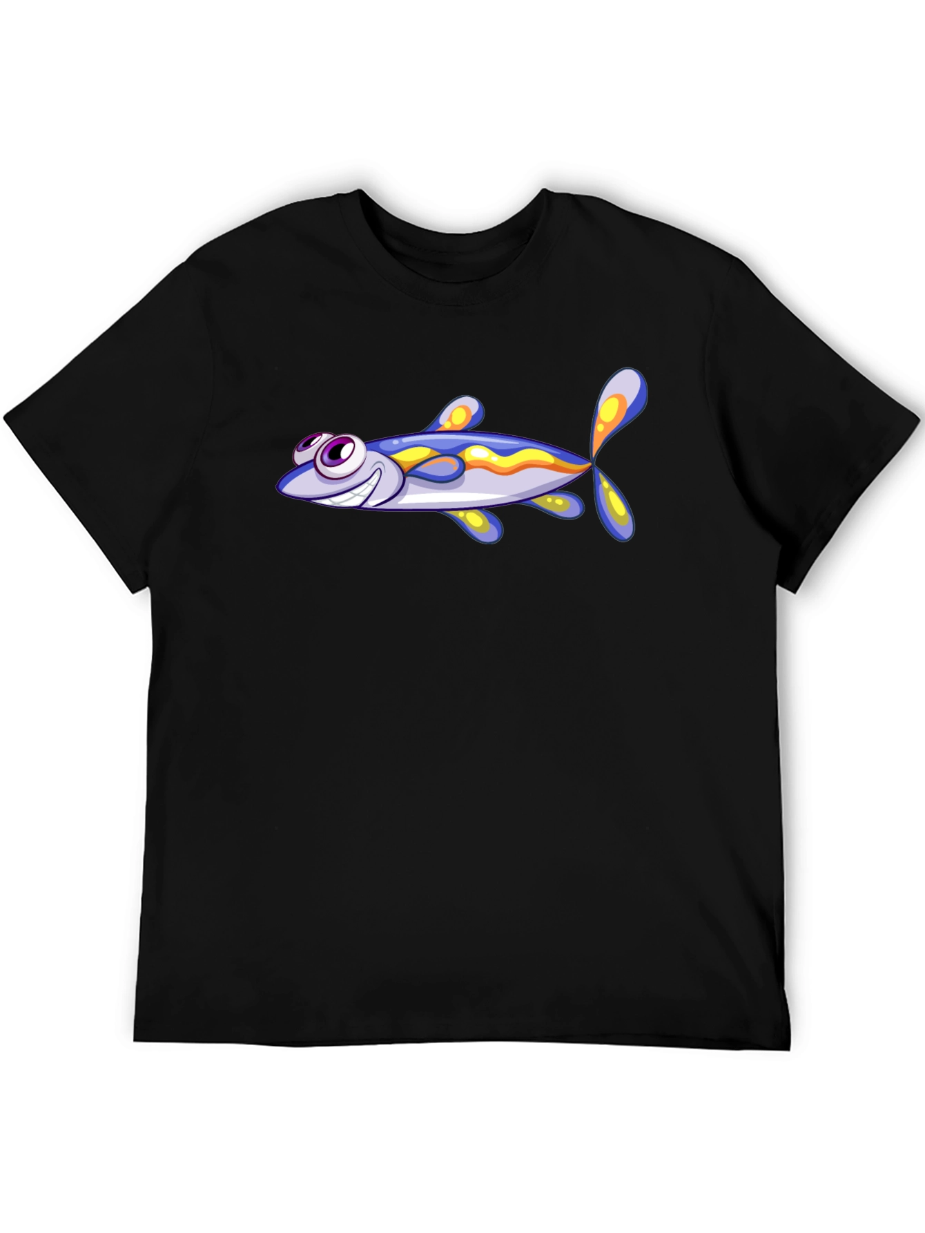 Black Cartoon Fish Graphic T-Shirt - Soft Cotton Blend view 5