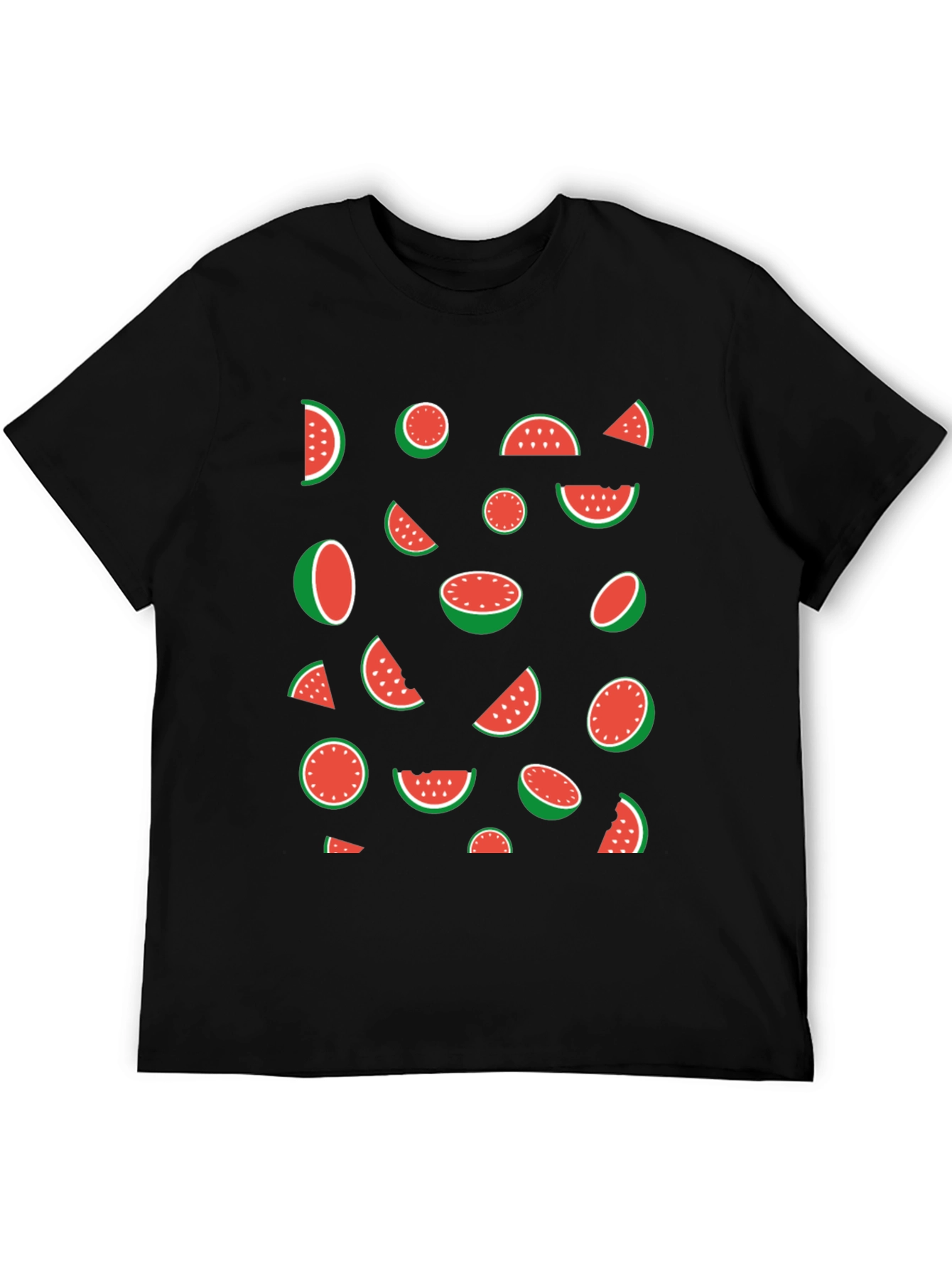 Black Watermelon Pattern Black T-Shirt view 5