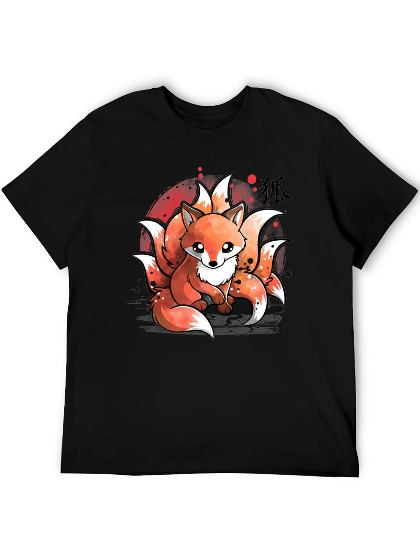 Black Nine-Tailed Fox Graphic T-Shirt - Anime Design view 5
