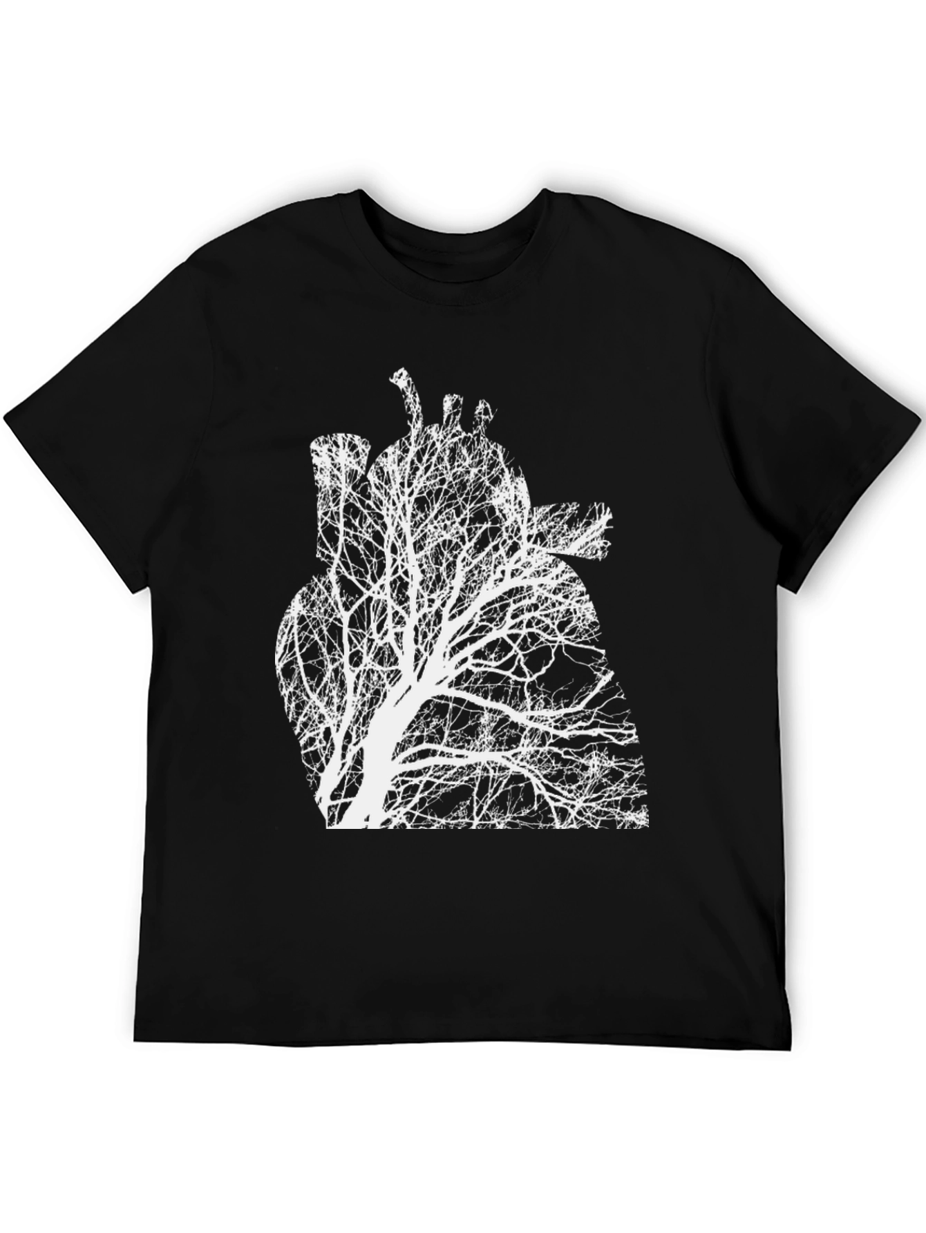 Black Arboreal Heart Tee - Black Graphic Print Crew Neck T-Shirt view 5
