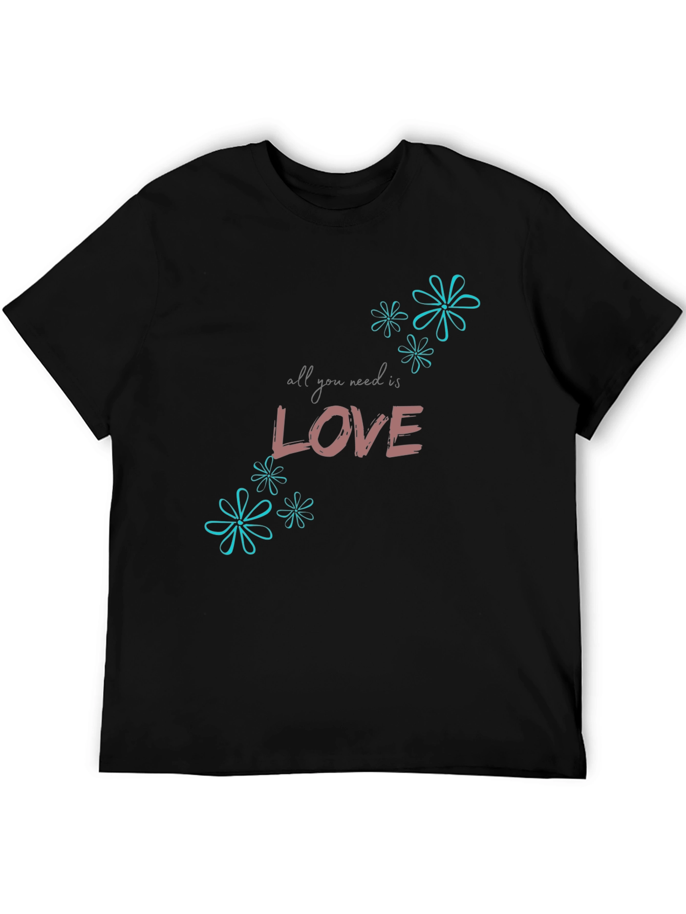 Black All You Need is Love Graphic T-Shirt view 5