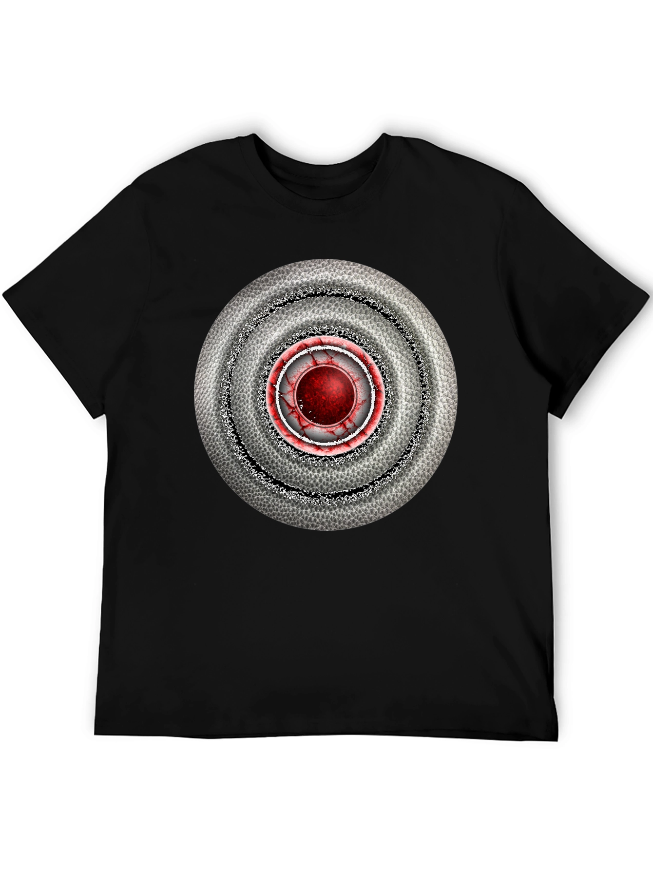 Black Abstract Target Graphic Men's Black T-Shirt view 5