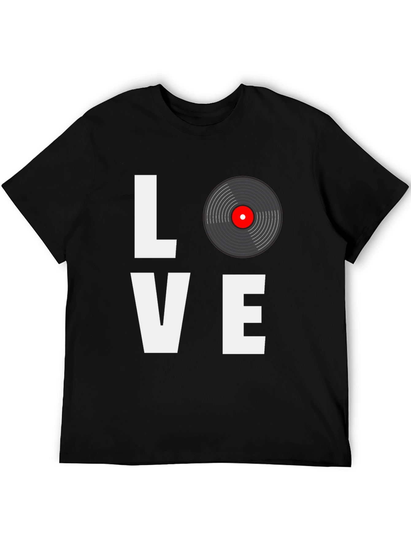 Black Love Vinyl Record Black T-Shirt  view 5