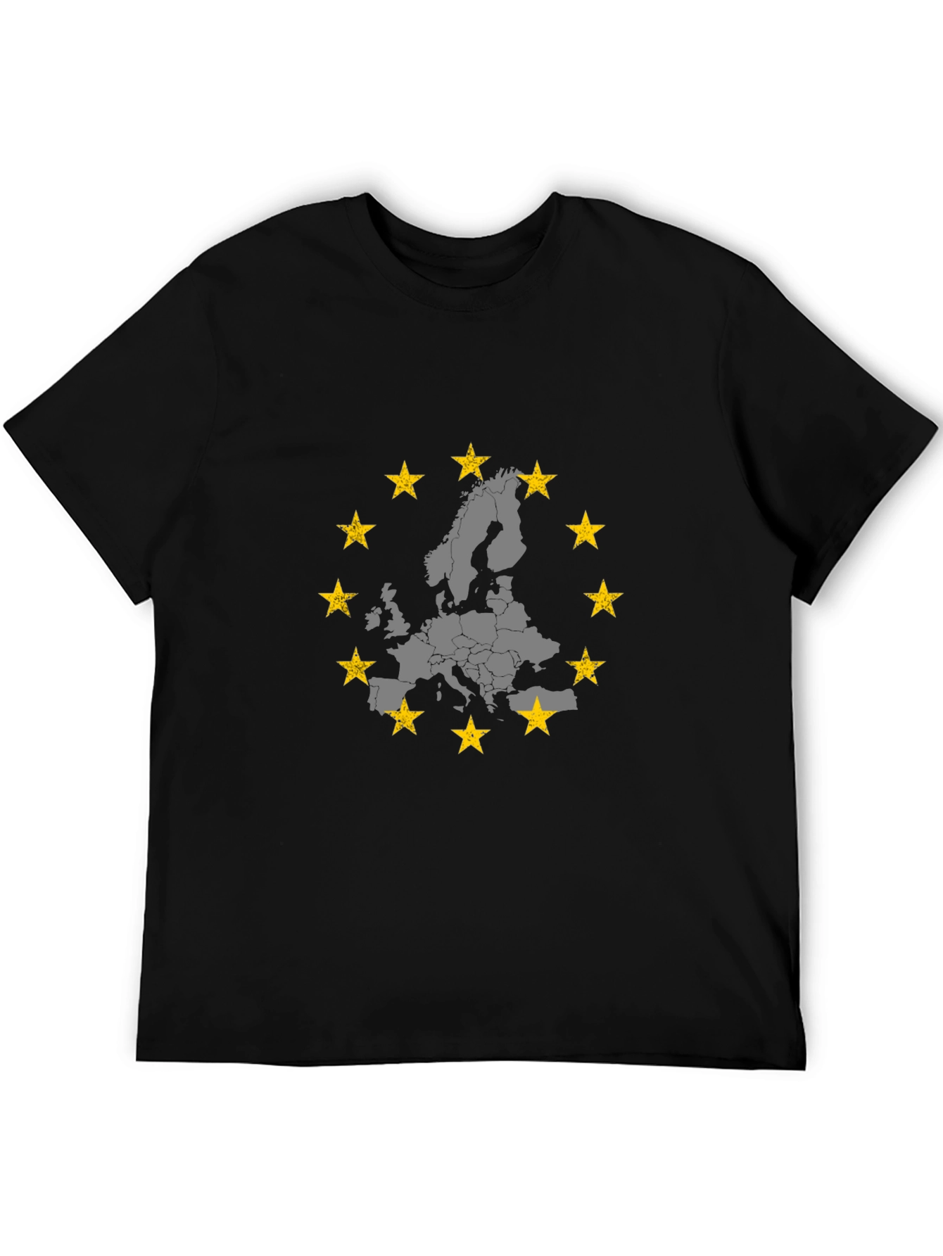 Black Europe Map & Stars Graphic T-Shirt view 5