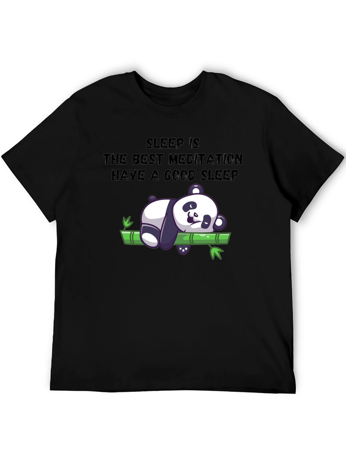 Black Sleep Meditation Panda T-Shirt - Relax & Sleep Well view 5