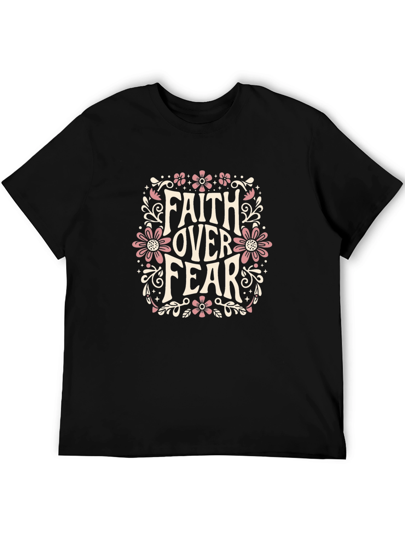 Black Faith Over Fear Graphic Black T-Shirt view 5