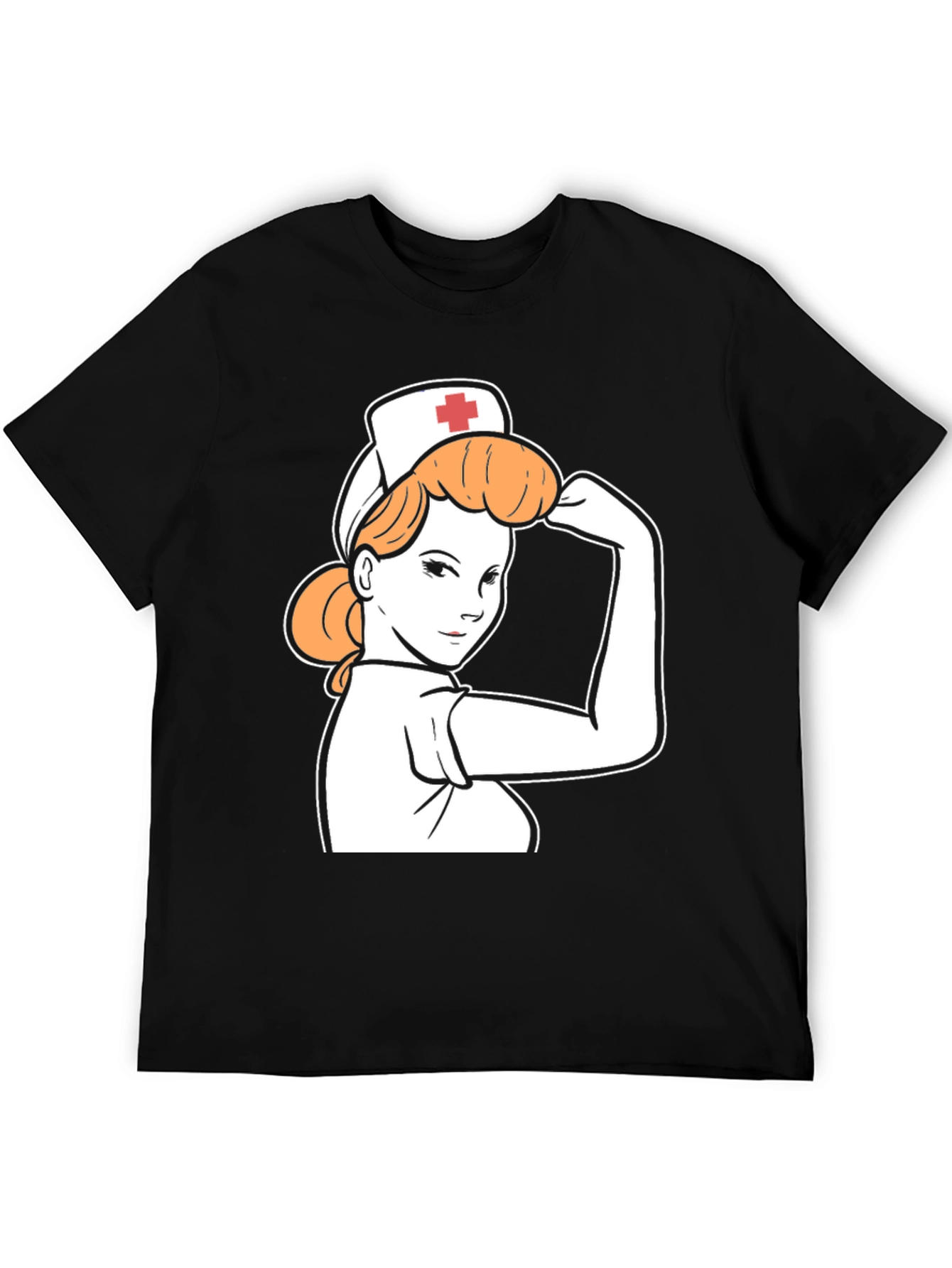 Black Retro Nurse Power T-Shirt - Black view 5