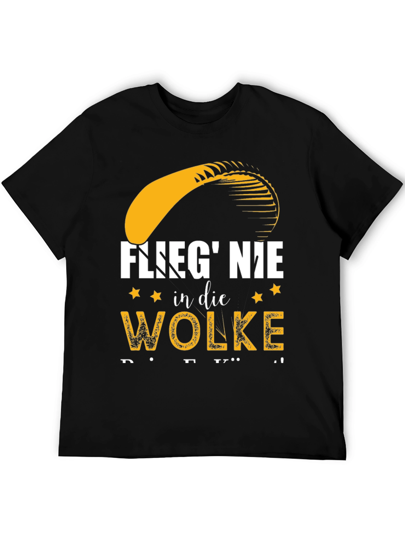 Black Flieg' Nie in die Wolke T-Shirt - Paragliding Gift view 5
