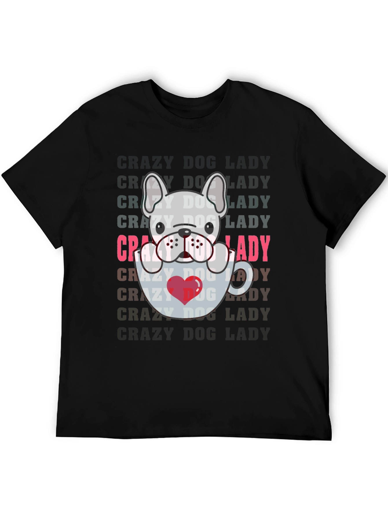 Black Crazy Dog Lady T-Shirt view 5