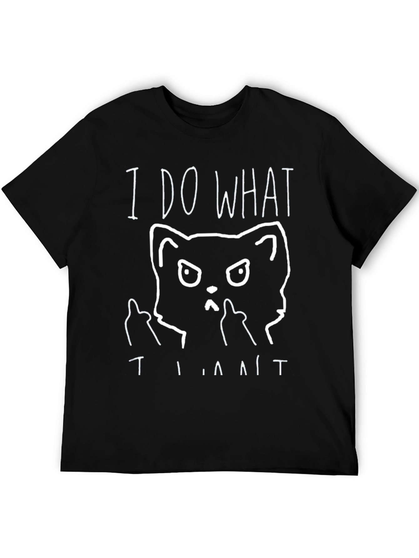 Black I Do What I Want Cat T-Shirt - Funny Graphic Tee view 5