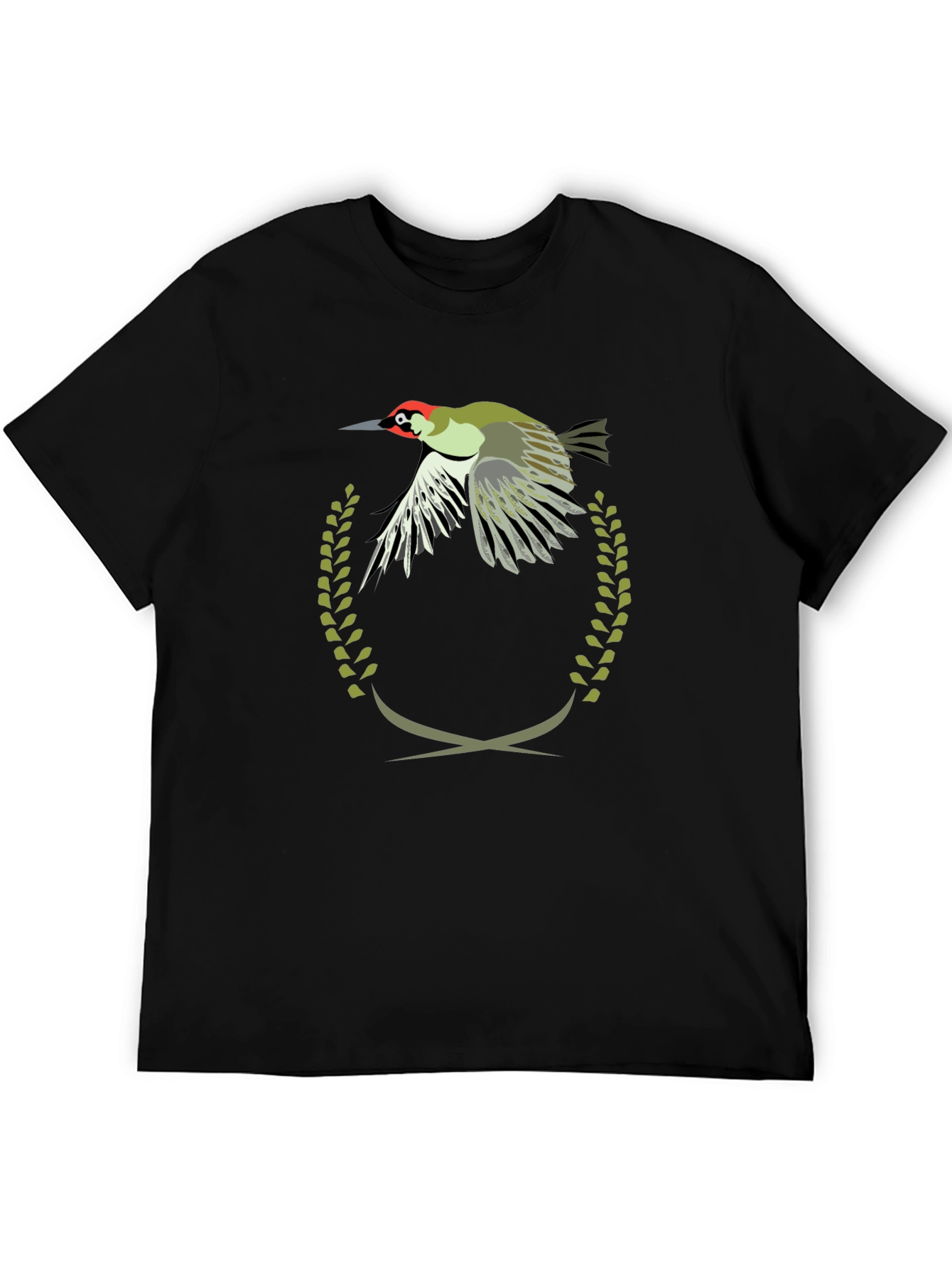 Black Woodpecker Emblem Tee - Unique Graphic Print T-Shirt view 5