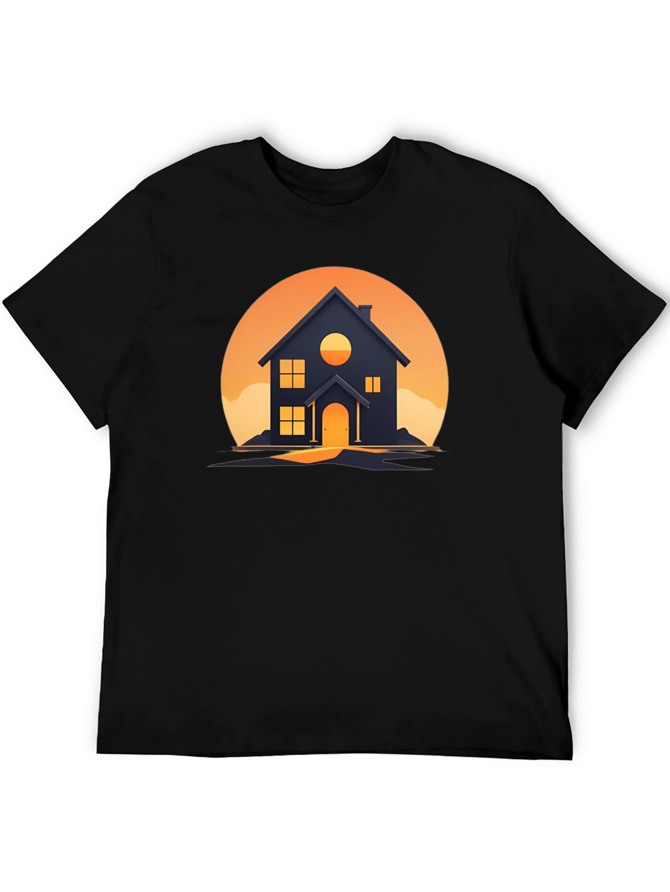 Black Sunset House Graphic Tee - Modern Design view 5