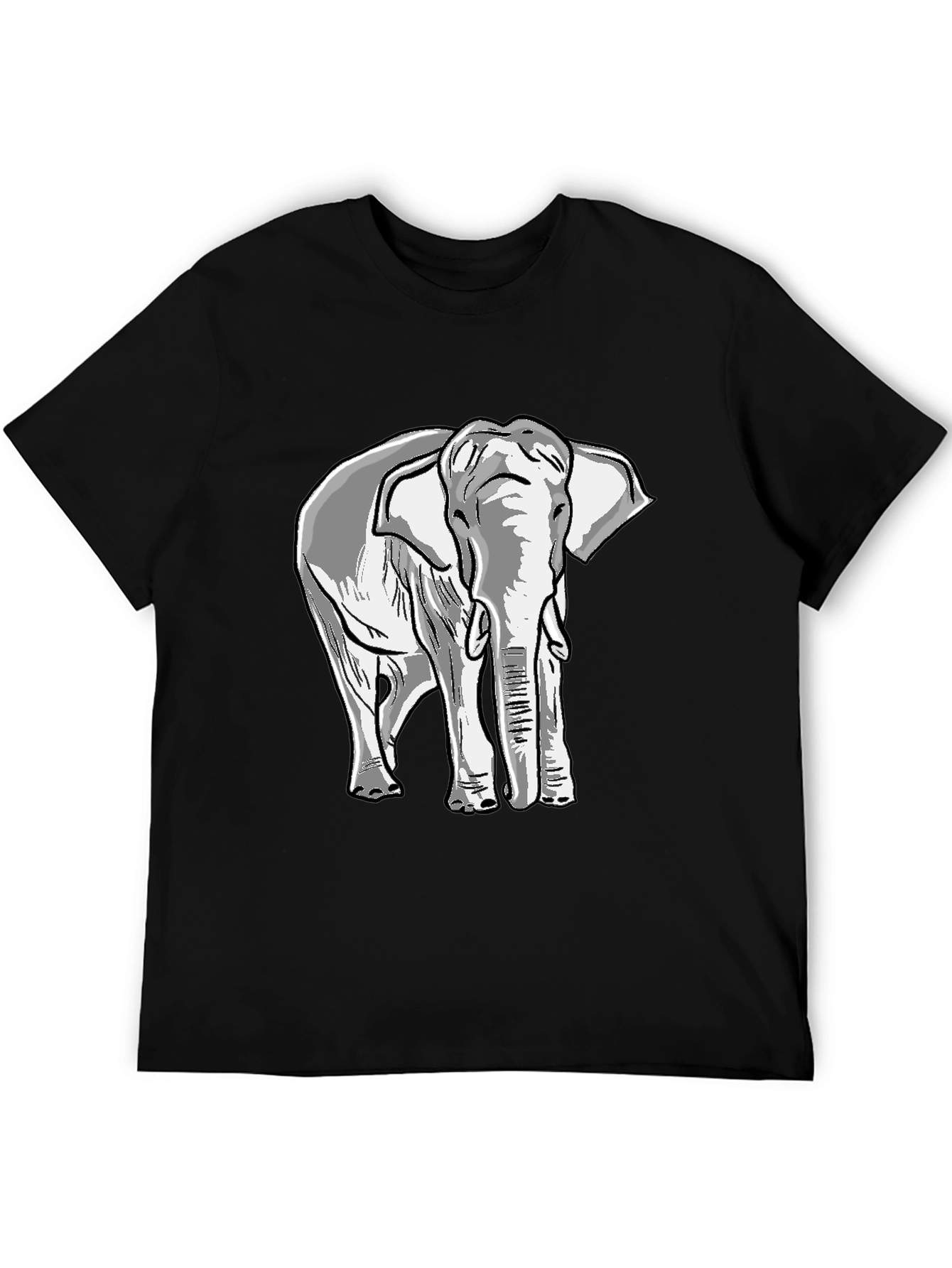 Black Elephant Graphic Tee - Unisex Casual Black T-Shirt view 5
