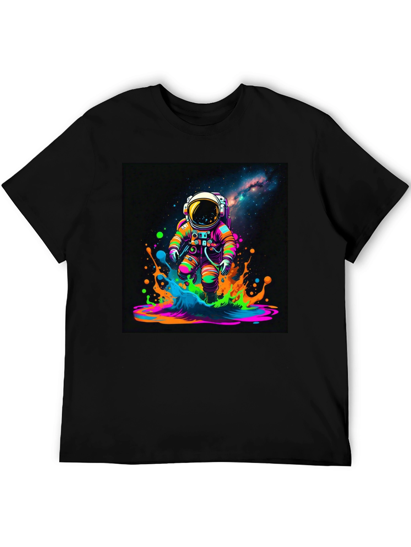 Black Astronaut Galaxy T-Shirt - Colorful Space Design view 5