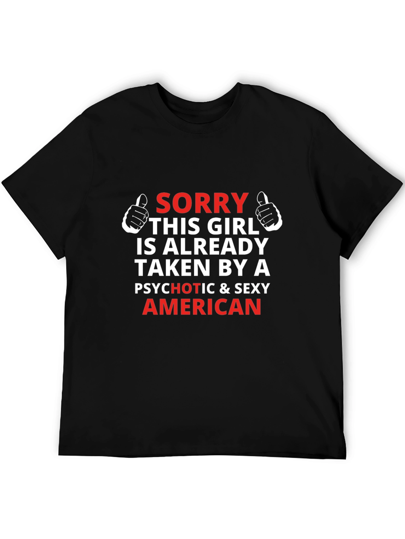 Black Funny Graphic T-Shirt - Taken By A Sexy American view 5
