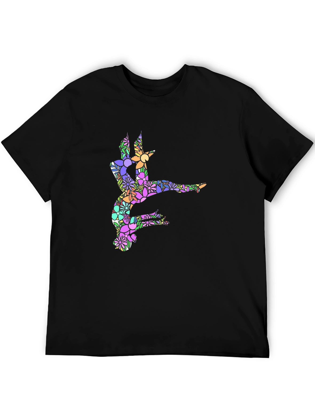 Black Floral Dancer Graphic Black T-Shirt view 5
