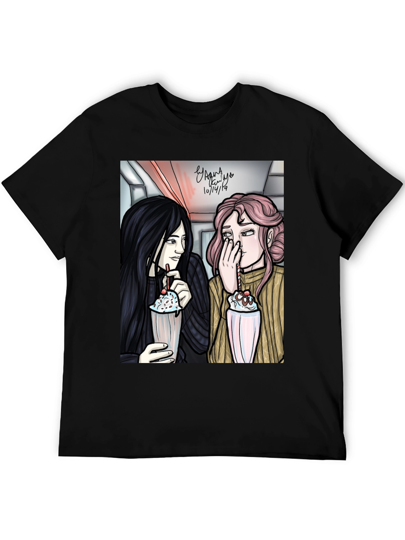 Black Cartoon Graphic Tee - Milkshake view 5