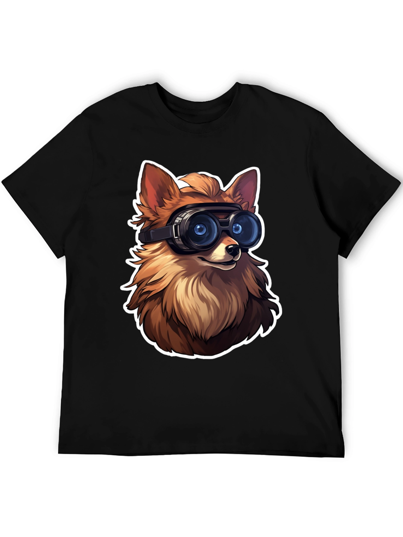 Black Fox Goggles Graphic Tee - Cool Animal Design view 5