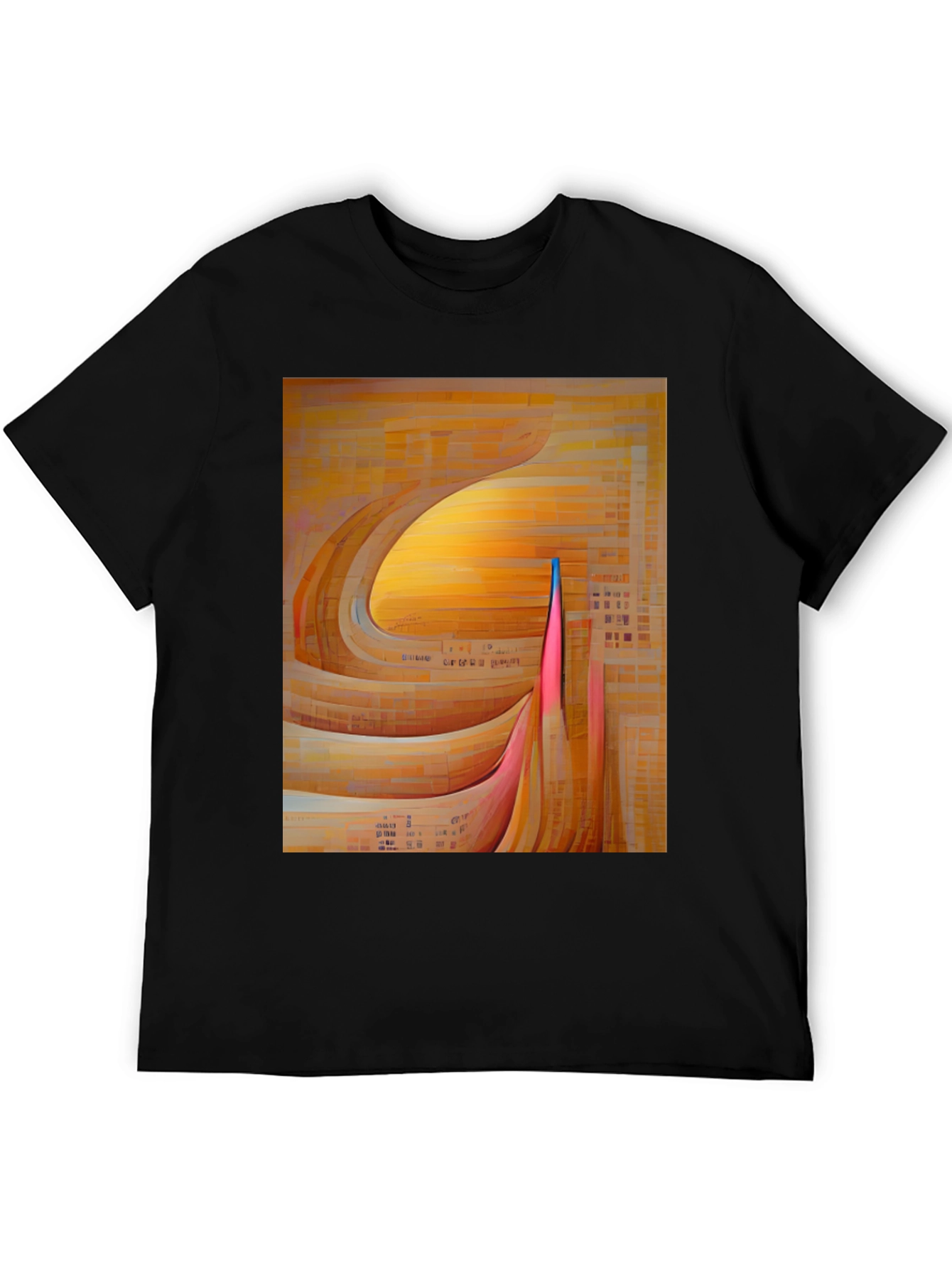 Black Abstract Geometric Graphic Print Black T-Shirt view 5